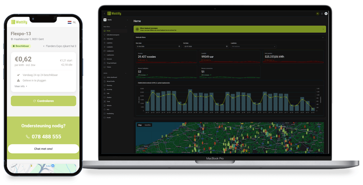 Gestion de bornes avec Wattify, de la recharge à domicile, votre parking visiteurs à une place de recharge complète