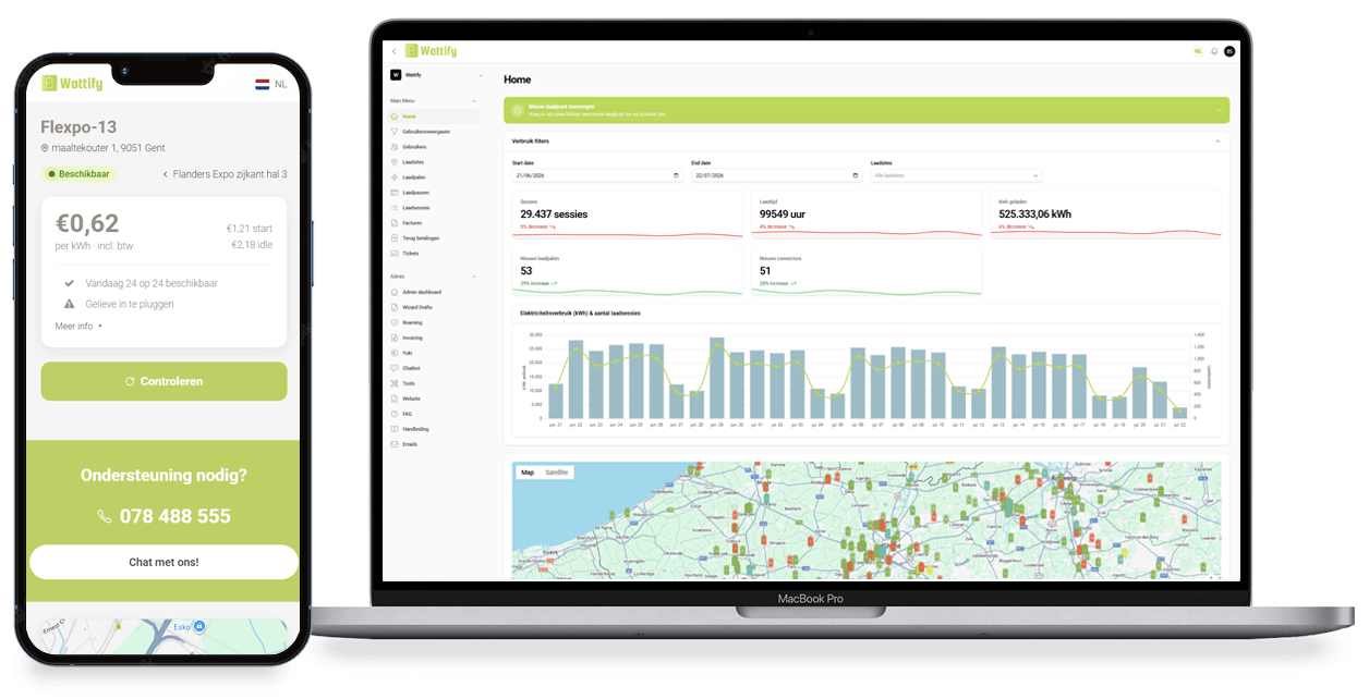Gestion de bornes avec Wattify, de la recharge à domicile, votre parking visiteurs à une place de recharge complète